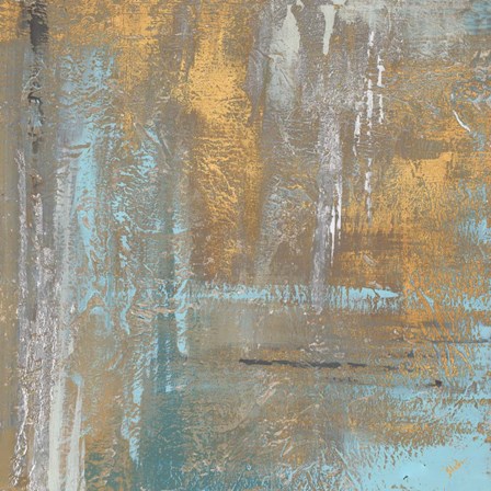 Gold Abstract on Teal by Patricia Pinto art print