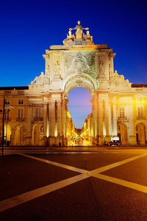 Portugal, Lisbon, Rua Augusta, Commerce Square With The Night Lights Of The City by Terry Eggers / Danita Delimont art print