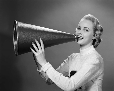Cheerleader Yelling Into Megaphone by Vintage Images art print