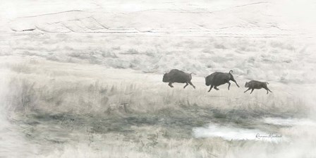 Buffalo Stampede by Ramona Murdock art print