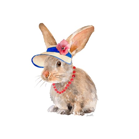 Trendy Meadow Buddy II (Flower Hat and Pearls) by Lanie Loreth art print
