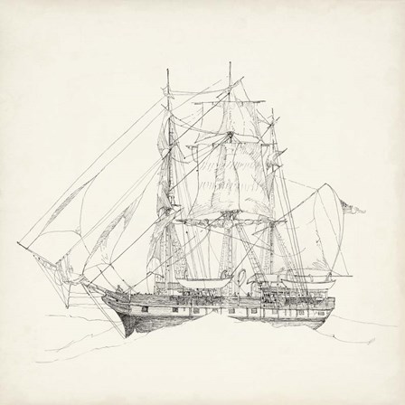 Antique Ship Sketch II by Richard Foust art print