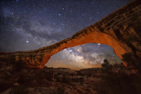 Milky Way behind Owachomo Bridge lite by Royce Bair art print