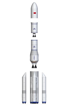 Future Chinese Rocket, Long March 9, Side View - Exploded View by Adrian Mann/Stocktrek Images art print