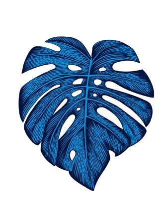 Blue Tropical Leaf by Jasmine Woods art print