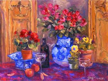 Red Roses W- Wine by Arlene Stevens art print