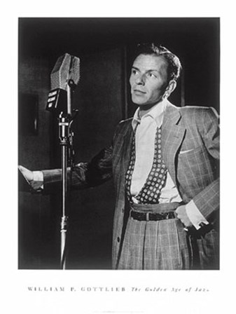 Frank Sinatra (with microphone) by William P. Gottlieb art print