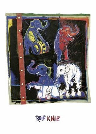 Four Elephants by Rolf Knie art print