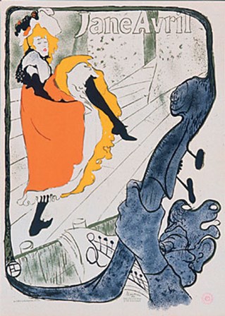 Jane Avril (with border) by Henri de Toulouse-Lautrec art print