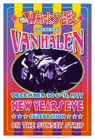 Van Halen, new years eve, 1977 by Dennis Loren art print