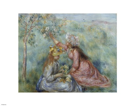Girls Picking Flowers in a Meadow, c.1890 by Pierre-Auguste Renoir art print