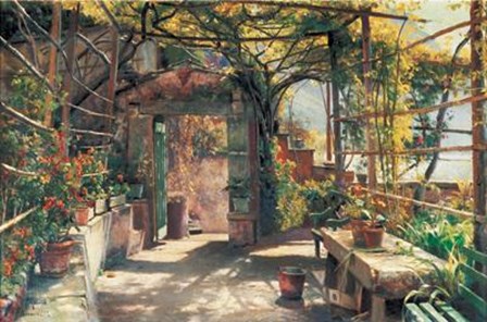 In The Pergola by Peder Mork Monsted art print