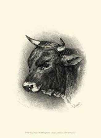 Antique Cattle IV by F Lehnert art print