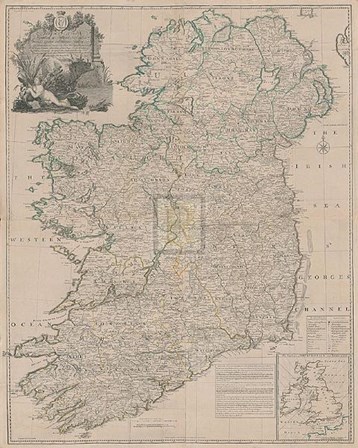 Map of the Kingdom of Ireland, by John Rocque art print