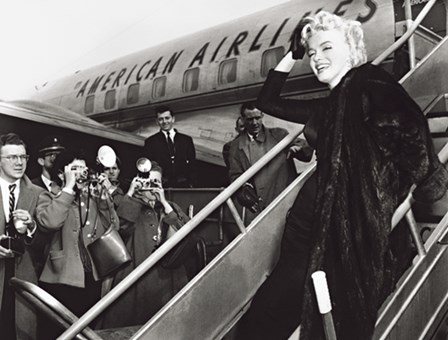 Marilyn Monroe Boards Airplane, New York 1956 art print