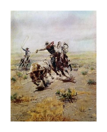 Cowboy Roping a Steer by Charles M. Russell art print