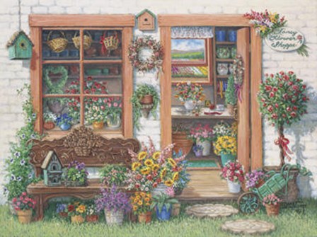 Fancy Flower Shoppe by Janet Kruskamp art print