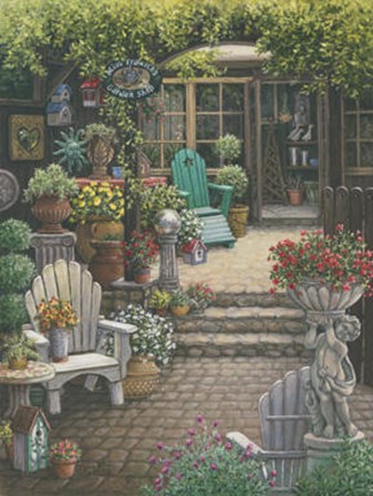 Miss Trawick&#39;s Garden Shop by Janet Kruskamp art print