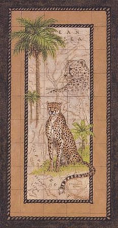 Map With Cheetah by Janet Kruskamp art print