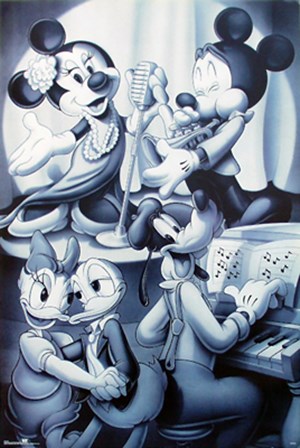 Mickey &amp; Friends: Nightclub B&amp;W by Walt Disney art print