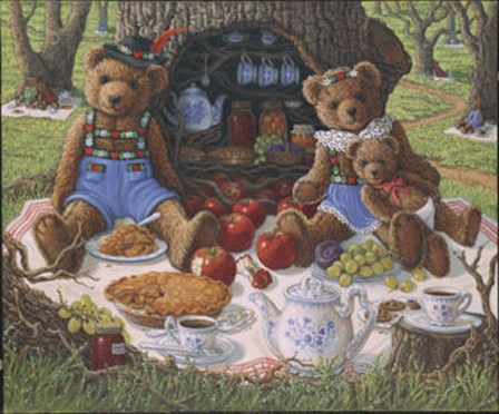 Bentley&#39;s Family Picnic by Janet Kruskamp art print