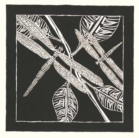 Dragonfly Woodblock in Black II by Chariklia Zarris art print