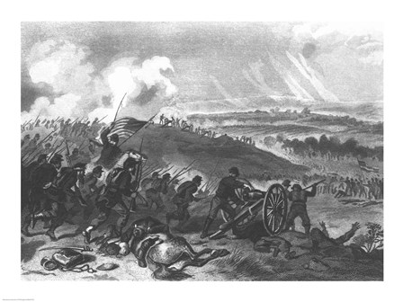 Battle of Gettysburg - Final Charge of the Union Forces at Cemetery Hill, 1863 art print