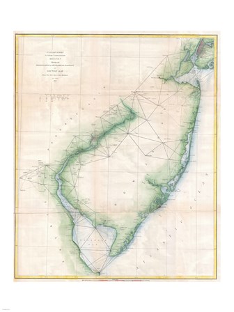 1873 U.S. Coast Survey Chart NJ and the Delaware Bay art print