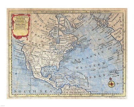 1747 Bowen Map of North America art print