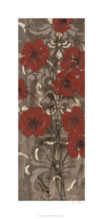 Poppies on Damask I by Jennifer Goldberger art print