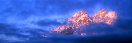 Storm clouds over mountains, Cathedral Group, Teton Range, Grand Teton National Park, Wyoming, USA by Panoramic Images art print