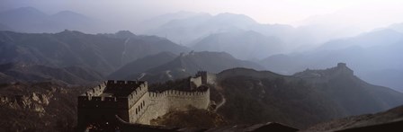 High angle view of a fortified wall passing through a mountain range, Great Wall Of China, Beijing, China by Panoramic Images art print