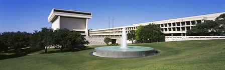 Fountain in front of a library, Lyndon Johnson Presidential Library and Museum, Austin, Texas, USA by Panoramic Images art print