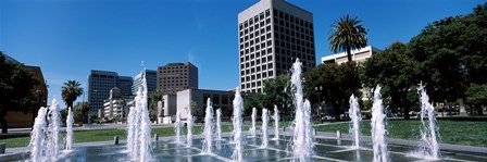 Plaza De Cesar Chavez with Water Fountains, San Jose, California by Panoramic Images art print