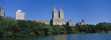 Buildings on the bank of a lake, Manhattan, New York City, New York State, USA by Panoramic Images art print