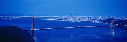 High angle view of a bridge lit up at night, Golden Gate Bridge, San Francisco, California by Panoramic Images art print