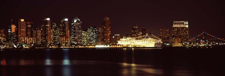 San Diego Skyline at Night by Panoramic Images art print