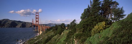 Suspension bridge across the bay, Golden Gate Bridge, San Francisco Bay, San Francisco, California, USA by Panoramic Images art print