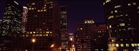 Buildings lit up at night, City of Los Angeles, California by Panoramic Images art print