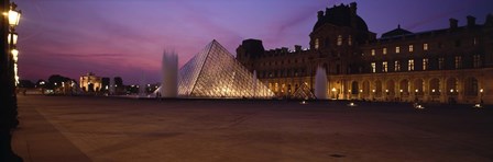 Pyramid lit up at night, Louvre Pyramid, Musee Du Louvre, Paris, Ile-de-France, France by Panoramic Images art print
