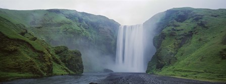 Panoramic View Of A Waterfall, Skogafoss Waterfall, Skogar, Iceland by Panoramic Images art print