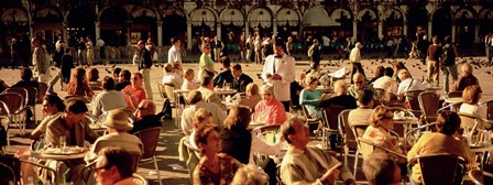 Tourists at a sidewalk cafe, Venice, Italy by Panoramic Images art print