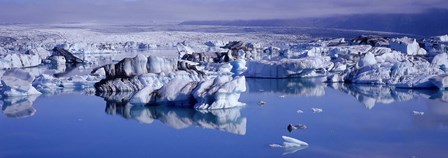 Glaciers floating on water, Jokulsa River, Breidamerkursandur, Jokulsarlon Glacial Lagoon, Vatnajokull, Iceland by Panoramic Images art print