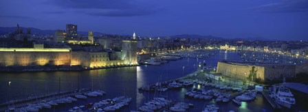 Old Port at dusk, Marseille, Bouches-Du-Rhone, Provence-Alpes-Cote Daze, France by Panoramic Images art print