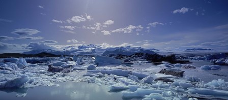 Icebergs floating on water, Vatnajokull, Fjallsarlon, Jokulsarlon Lagoon, Iceland by Panoramic Images art print