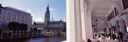 Town hall at the waterfront, Alsterarkaden, Alster Lake, Hamburg, Germany by Panoramic Images art print