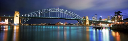 Sydney Harbour Bridge with the Sydney Opera House in the background, Sydney Harbor, Sydney, New South Wales, Australia by Panoramic Images art print
