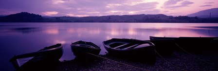 Sunset Fishing Boats Loch Awe Scotland by Panoramic Images art print