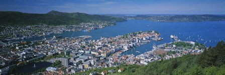 High angle view of a city, Bergen, Hordaland, Norway by Panoramic Images art print
