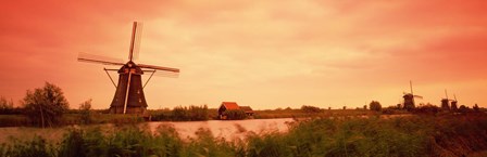 Windmill, Kinderdigk, Netherlands by Panoramic Images art print